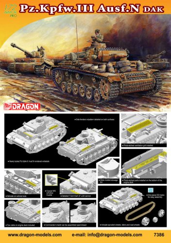 Przejdź do produktu DRAGON 7386 - 1:72 Pz.Kpfw. III Ausf.N (D.A.K)