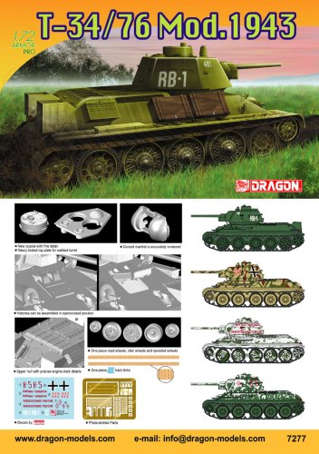 Przejdź do produktu DRAGON 7277 - 1:72 T-34/76 Mod.1943