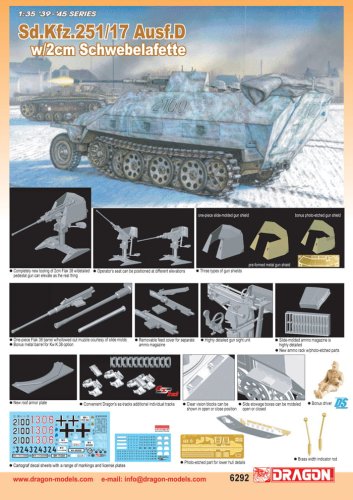 Przejdź do produktu DRAGON 6292 - 1:35 Sd.Kfz.251/17 Ausf.D w/2cm Schwebelafette