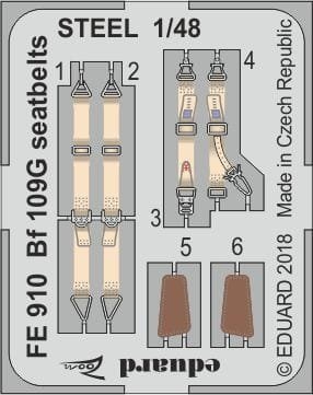 Przejdź do produktu EDUARD FE910 - 1:48 Bf 109G seatbelts - Steel