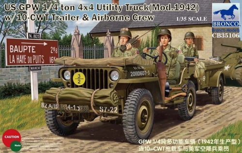 Przejdź do produktu BRONCO CB 35106 - 1:35 US GPW 1/4 ton 4x4 Utility Truck Mod.1942 w/10-CWT Trailer & Airborne Crew