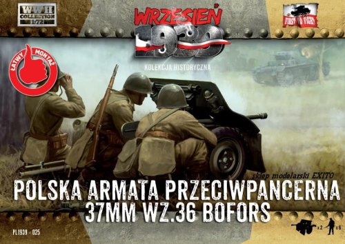 Przejdź do produktu FIRST TO FIGHT 025 -  Wrzesień 1939 - 1:72 Polska armata przecwpancerna 37 mm wz.36 Bofors 2 szt z obsługą - Gazetka w zestawie z modelami