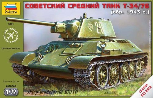Przejdź do produktu ZVEZDA 5001 - 1:72 Soviet Tank T-34/76 (1943)