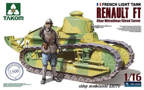 Przejdź do produktu TAKOM 1002 - 1:16 Renault FT Char Mitrailleur / Girod Turret - French Light Tank with Figure (Limited Edition)