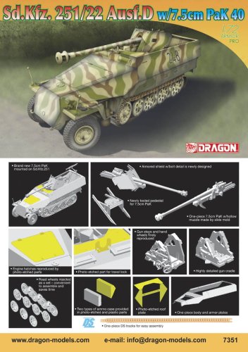Przejdź do produktu DRAGON 7351 - 1:72 Sd.Kfz.251/22 Ausf.D w/7.5cm Pak 40