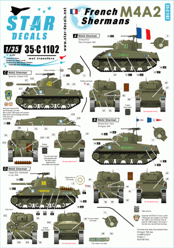 Przejdź do produktu STAR DECALS 35-C1102 - 1:35 French Shermans # 1. M4A2 in Normandie and Paris 1944.