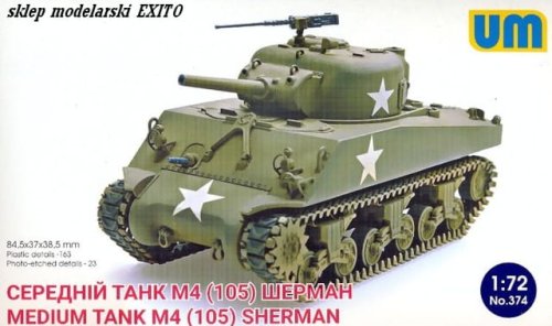 Przejdź do produktu UNIMODELS 374 - 1:72 Medium Tank M4 (105) Sherman
