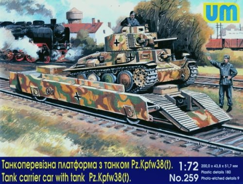Przejdź do produktu UNIMODELS 259 - 1:72 Tank carrier car with tank Pz.Kpfw 38 (t)