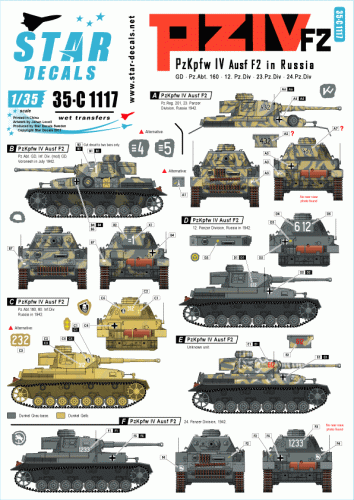 Przejdź do produktu STAR DECALS 35-C1117 - 1:35  PzKpfw IV F2. PzKpfw IV F2 (early G) in Russia.