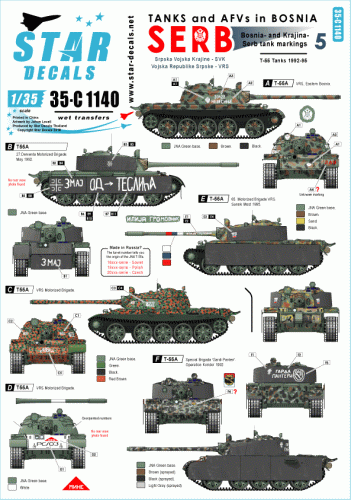 Przejdź do produktu STAR DECALS 35-C1140 - 1:35  Tanks & AFVs in Bosnia # 5. Serbian T-55A tanks.