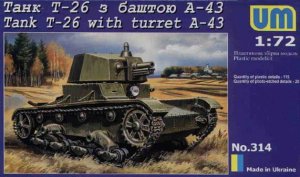 UNIMODELS 314 - 1:72 Light Artillery Tank T-26 with turret A-43