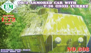 UNIMODELS 608 - 1:72 OB-3 armored railway carriage with T-26 turret