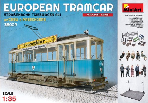 Przejdź do produktu MINIART 38009 - 1:35 European Tramcar w/Crew & Passengers (StraBenbahn Triebwagen 641)