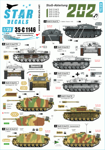 Przejdź do produktu STAR DECALS 35-C1146 - 1:35  StuG-Abt. 202. StuG III Ausf B/E/F8/G and StuH 42.