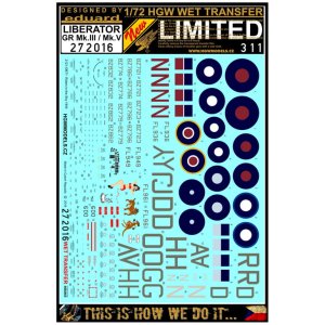 HGW 272016 - 1:72 Liberator GR Mk. III / Mk. V - Stencils