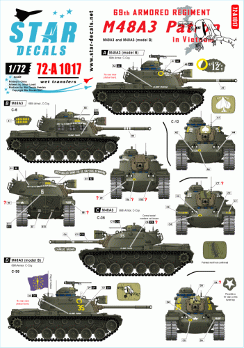 Przejdź do produktu STAR DECALS 72-A1017 - 1:72 M48A3 Patton. 69th Armored Regiment in Vietnam.