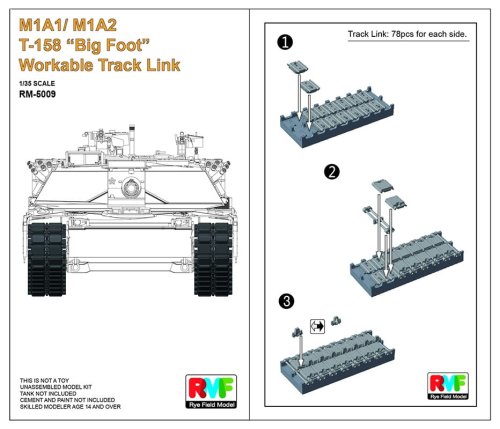 Przejdź do produktu RYE FIELD MODEL 5009 - 1:35 M1A1/M1A2 T-158 Big Foot - Workable Track Link