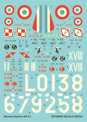 Przejdź do produktu TECHMOD 48083 - 1:48 Morane Saulnier MS.406C.1 w/canopy mask