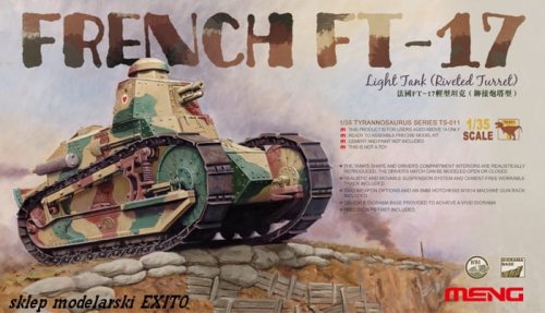 Przejdź do produktu MENG MODEL TS011 - 1:35 French FT-17 Light Tank (Riveted Turret) w Diorama Base
