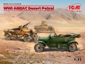 ICM DS3510 - 1:35 WWI ANZAC Desert Patrol (Model T LCP, Utility, Touring)