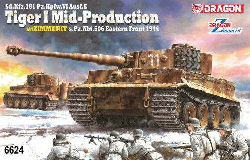 Przejdź do produktu DRAGON 6624 - 1:35 Sd.Kfz.181 Pz.Kpfw.VI Ausf.E Tiger I Mid Production w/Zimmerit s.Pz.Abt.506 Eastern Front 1944