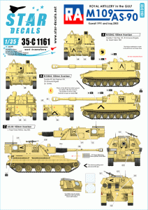 STAR DECALS 35-C1161 - RA - Royal Artillery in the Gulf. British M109  in Gulf War 1991, AS-90 Howitzer in Iraq 2003
