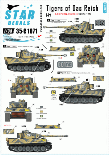 Przejdź do produktu STAR DECALS 35-C1071 - 1:35 Tigers of Das Reich. 8./SS-Pz-Reg. Das Reich Spring 1943 (incl. TIKI).