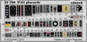 EDUARD 32760 - 1:32 P-61 placards
