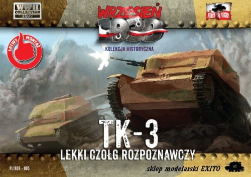 Przejdź do produktu FIRST TO FIGHT 005 -  Wrzesień 1939 - 1:72 TK-3 Lekki czołg rozpoznawczy - Gazetka w zestawie z modelem