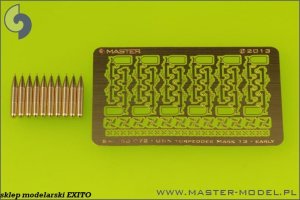 MASTER SM-350-072 - 1:350 Amerykańska torpeda lotnicza Mark 13 22.4in z wózkami typ wczesny