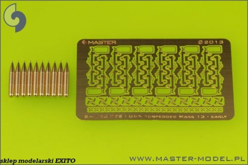 Przejdź do produktu MASTER SM-350-072 - 1:350 Amerykańska torpeda lotnicza Mark 13 22.4in z wózkami typ wczesny