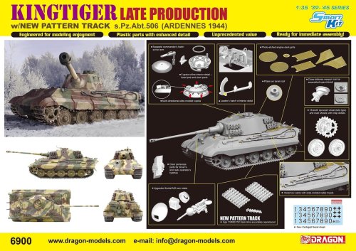 Przejdź do produktu DRAGON 6900 - 1:35 Kingtiger Late Production w/New Pattern Track s.Pz.Abt.506 Ardennes 1944