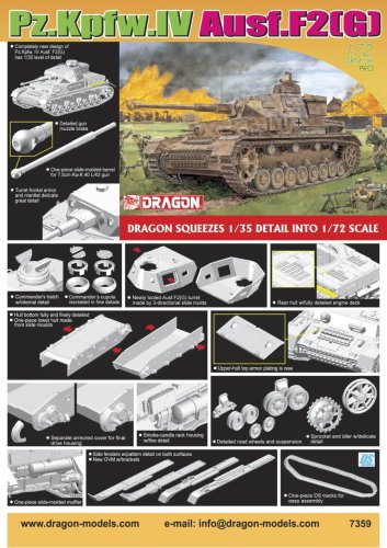 Przejdź do produktu DRAGON 7359 - 1:72 Pz.Kpfw. IV ausf. F2(G)