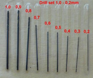 JLC P008 - Zestaw wierteł od 0.2 mm do 1 mm - 9 sztuk