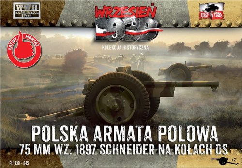 Przejdź do produktu FIRST TO FIGHT 045 -  Wrzesień 1939 - 1:72 Polska armata polowa 75 mm wz. 1897 Schneider na kołach DS - Gazetka w zestawie z modelem