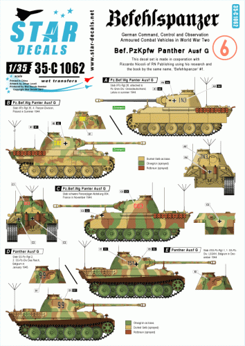 Przejdź do produktu STAR DECALS 35-C1062 - 1:35 Befehlspanzer # 6. Bef.PzKpfw Panther Ausf G.