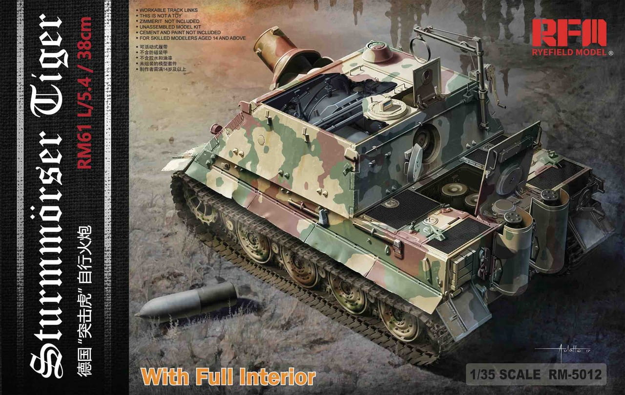 Przejdź do produktu RYE FIELD MODEL 5012 - 1:35 Sturmmorser Tiger RM61 L/5,4 / 38 cm With Full Interior