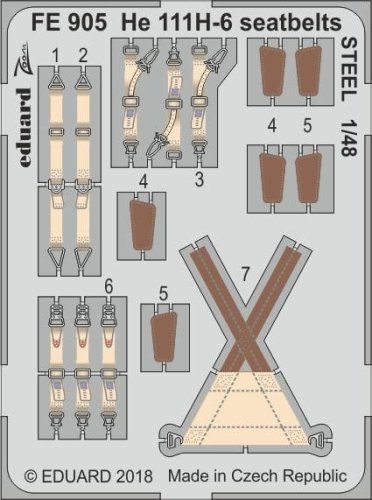 Przejdź do produktu EDUARD FE905 - 1:48 He 111H-6 seatbelts - Steel