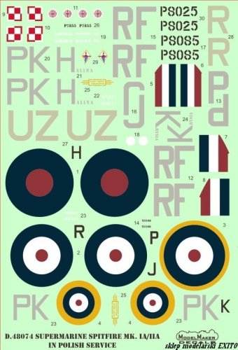 Przejdź do produktu MODELMAKER D48074 - 1:48 Spitfire Mk. I/II in Polish service