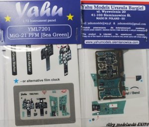 YAHU YML7201 - 1:72 MiG-21 PFM (Sea Green) tablica przyrządów