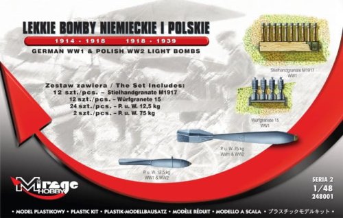 Przejdź do produktu MIRAGE 248001 - 1:48 Lekkie Bomby Niemieckie i Polskie 1914-1918 / 1918-1939