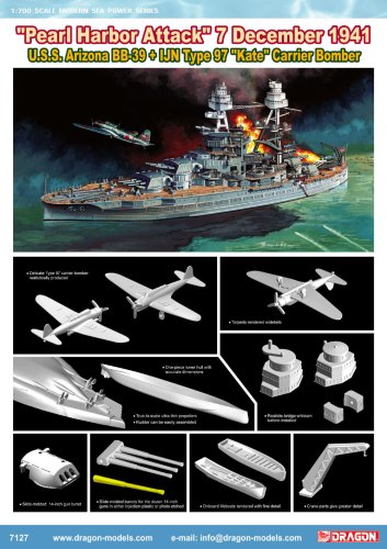 Przejdź do produktu DRAGON 7127 - 1:700 USS Arizona with Type 97 Bomber (Pearl Harbor Attack)