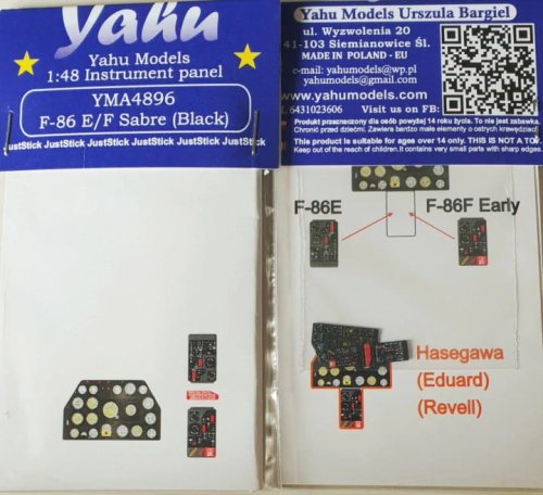 Przejdź do produktu YAHU YMA4896 - 1:48 F-86 E/F Sabre (Black) tablica przyrządów