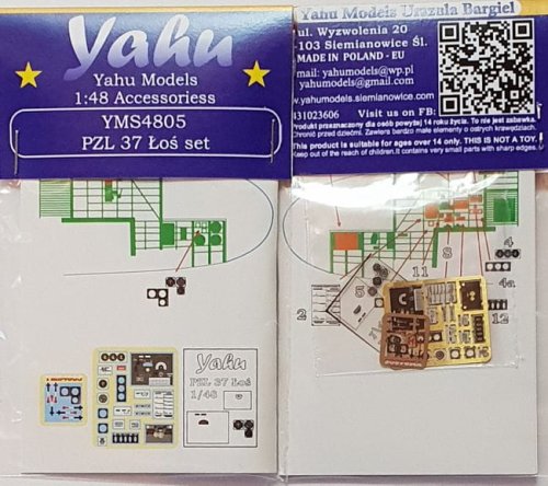 Przejdź do produktu YAHU YMS4805 - 1:48 PZL 37 Łoś zestaw akcesoriów