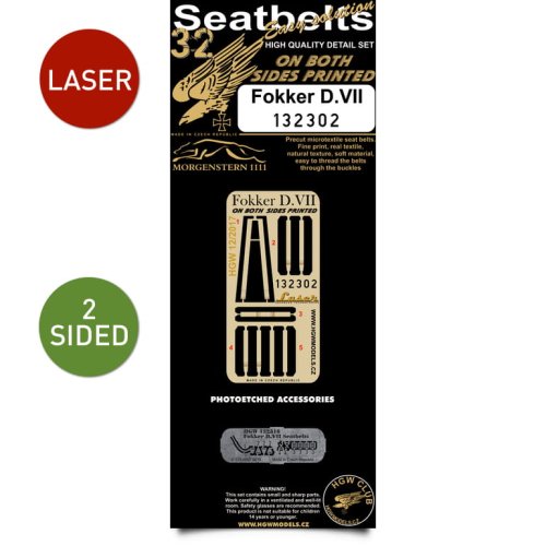Przejdź do produktu HGW  132302 - 1:32 Fokker D.VII seatbelts
