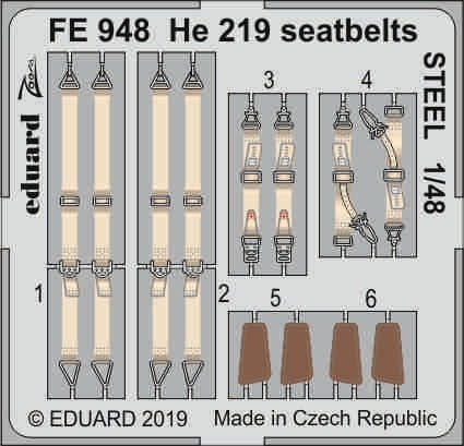 Przejdź do produktu EDUARD FE948 - 1:48 He 219 seatbelts - Steel