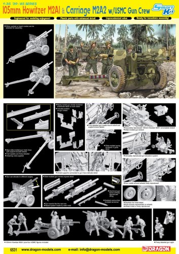 Przejdź do produktu DRAGON 6531 - 1:35 105mm Howitzer M2A1 & Carriage M2A2 w/USMC Gun Crew