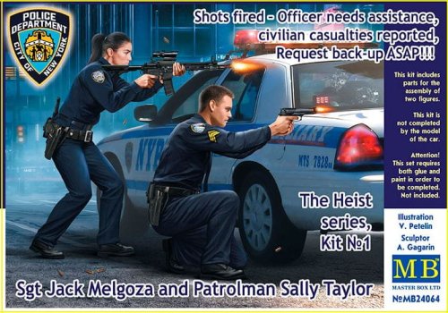 Przejdź do produktu MASTER BOX 24064 - 1:24 Sgt Jack Melgoza and Patrolman Sally Taylor - Shots fired - Officer needs assistance - The Heist series, Kit 1