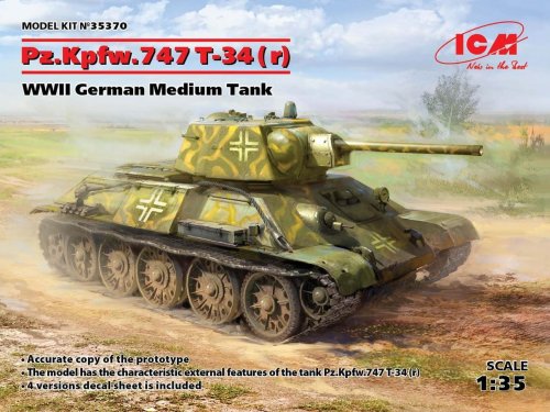 Przejdź do produktu ICM 35370 - 1:35 Pz.Kpfw. 747 T-34 (r) WWII German Medium Tank