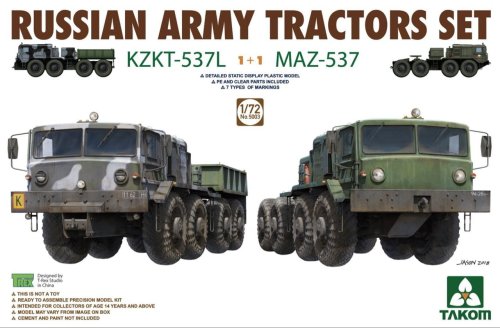 Przejdź do produktu TAKOM 5003 - 1:72 Russian Army Tractors Set KZKT-537L 1+1 MAZ-537